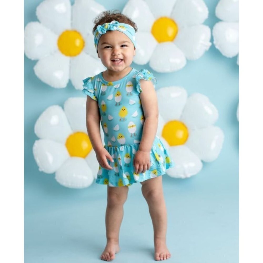 Little Bum Bums Chick Magnet Ruffle Dress Cap Sleeve Snug-fit Bodysuit 6-12 NWT